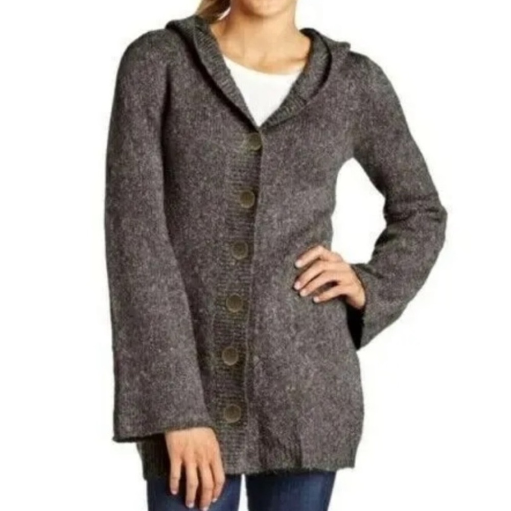Prana Willow Hooded Knit Cardigan - Charcoal
